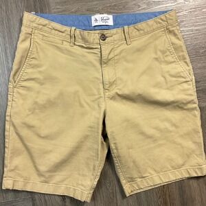Original Penguin Chino Shorts Mens 34 Tan Flat Front Casual Preppy Classic